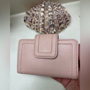 Fossil Madison Dusty Rose Pebbled Leather Snap Wallet New Unused